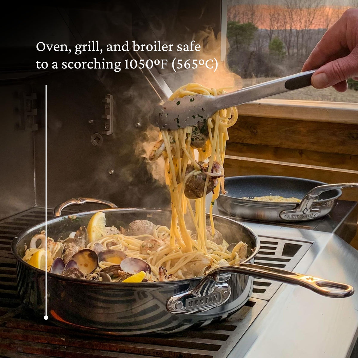 Hestan NanoBond Molecular Titanium Saute Pan with Lid, 3.5-Quart - PFAS-Free Stainless Steel, 4x Stronger, 1050°F Safe, Induction Compatible, Handcrafted Italy