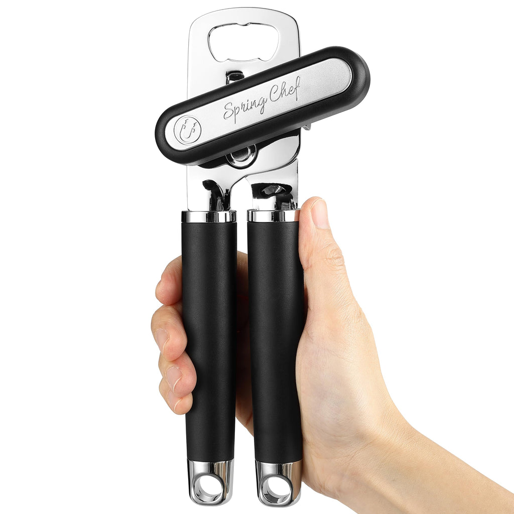 Spring Chef Stainless Steel Manual Can Opener w/Soft Grip Handle, Aqua Sky