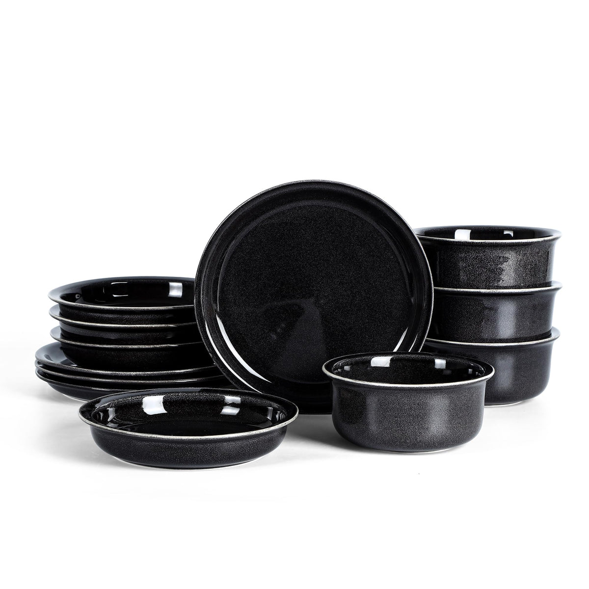 Stone Lain Slate 12-Piece Dinnerware Set Stoneware, Plates and Bowls Set, Dishwasher and Microwave Safe, Dish Set for 4, White