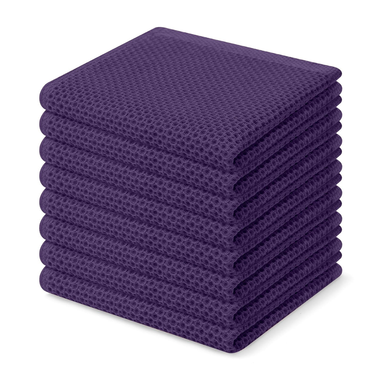 Homaxy 100% Cotton Waffle Weave Kitchen Dish Cloths 8-Pack, Black