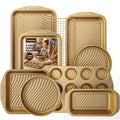 9-Piece Nonstick Bakeware Set, Non-Toxic Baking Pans Set, Gold