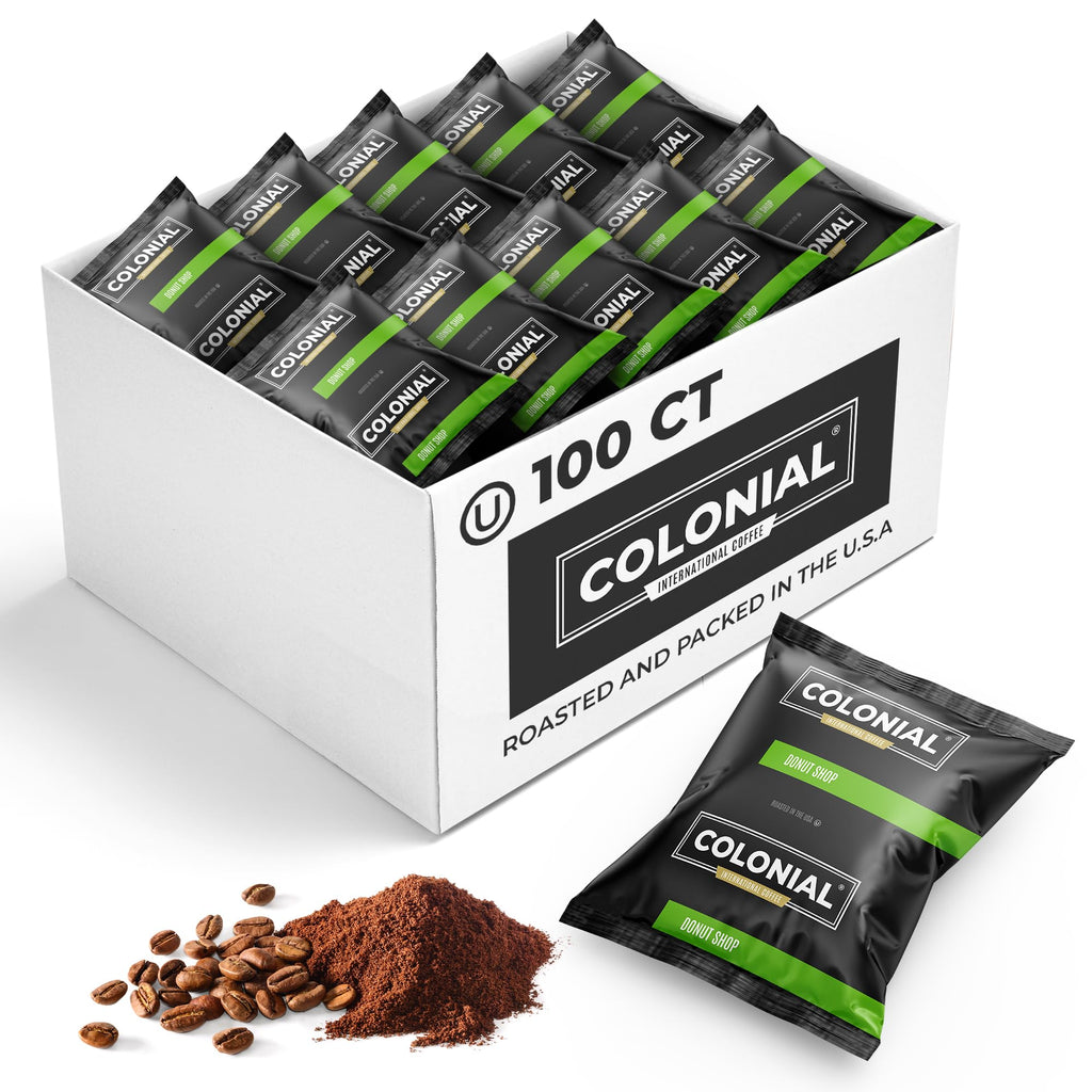 Colonial Coffee Ground Frac Packs, Variety Pack, Med/Dark/Decaf, 32-Ct