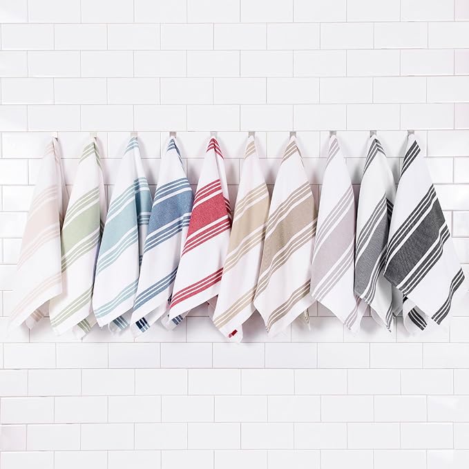 All-Clad Dual-Purpose Kitchen Towels: Highly Absorbent - 100% Cotton, 17"x30" Dish Towels for Cleaning & Drying Dishes & Glassware, 3-Pack, Black