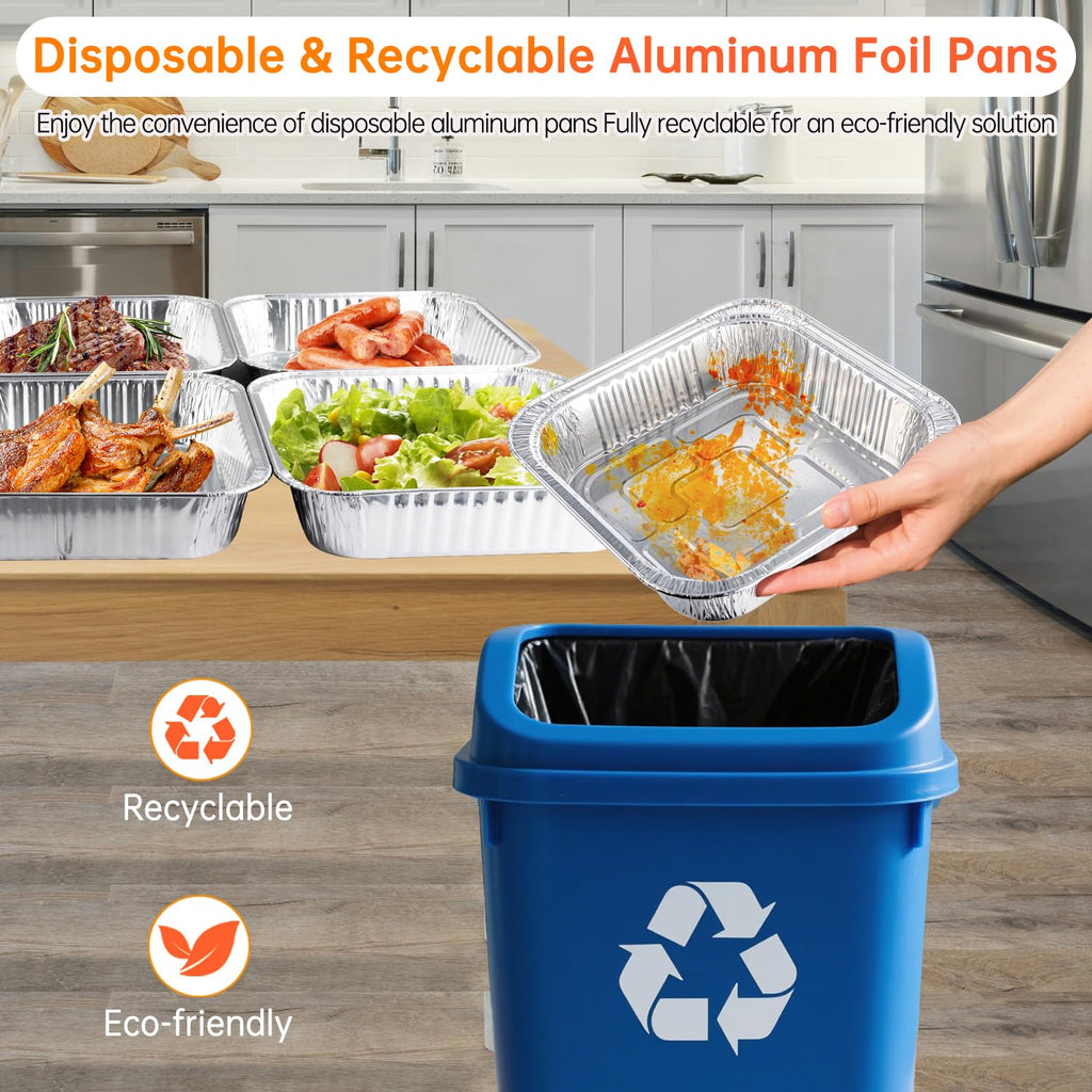 Ezsart 50 Pack 8x8 Aluminum Pans, 8x8 Baking Pan Disposable Foil Pans