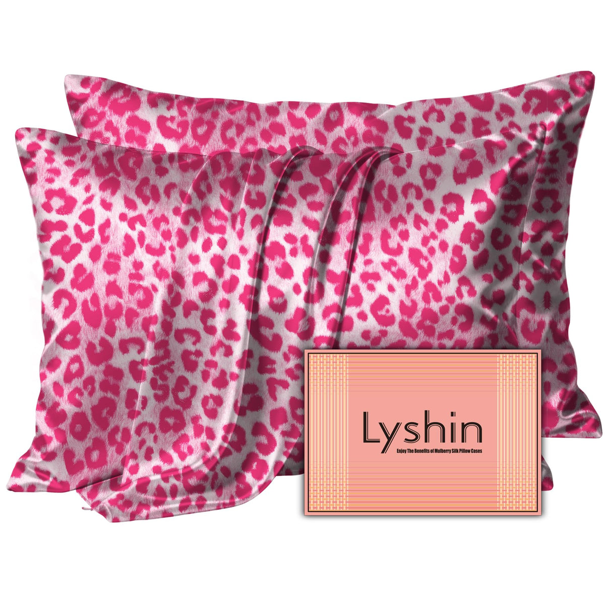 LYSHIN Silk Pillow Cases 2 Pack King Size with Zipper, Champagne