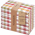 Urban Villa Cloth Napkins 100% Cotton Dinner Napkins Set of 12(20"x20") Highly Absorbent Washable Durable Reusable Napkins Ideal for Thanks Giving Lunch Restaurant Farmhouse Parties - Harvest Checks