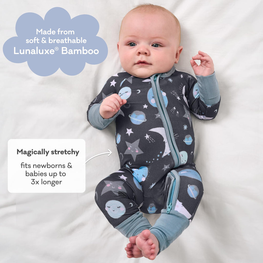 Little Sleepies Baby Pajamas, Blue To the Moon & Back, Newborn