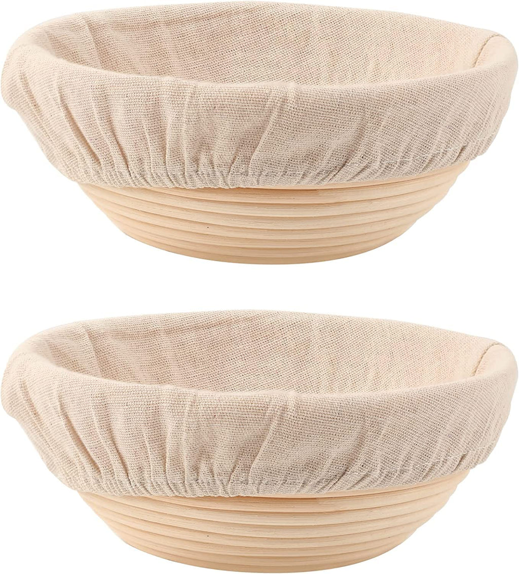 DOYOLLA Mini Bread Dough Proofing Basket & Liner (Set of 6, 5 inch), Sourdough Bread Bakery Bowls for Professional & Home Bakers