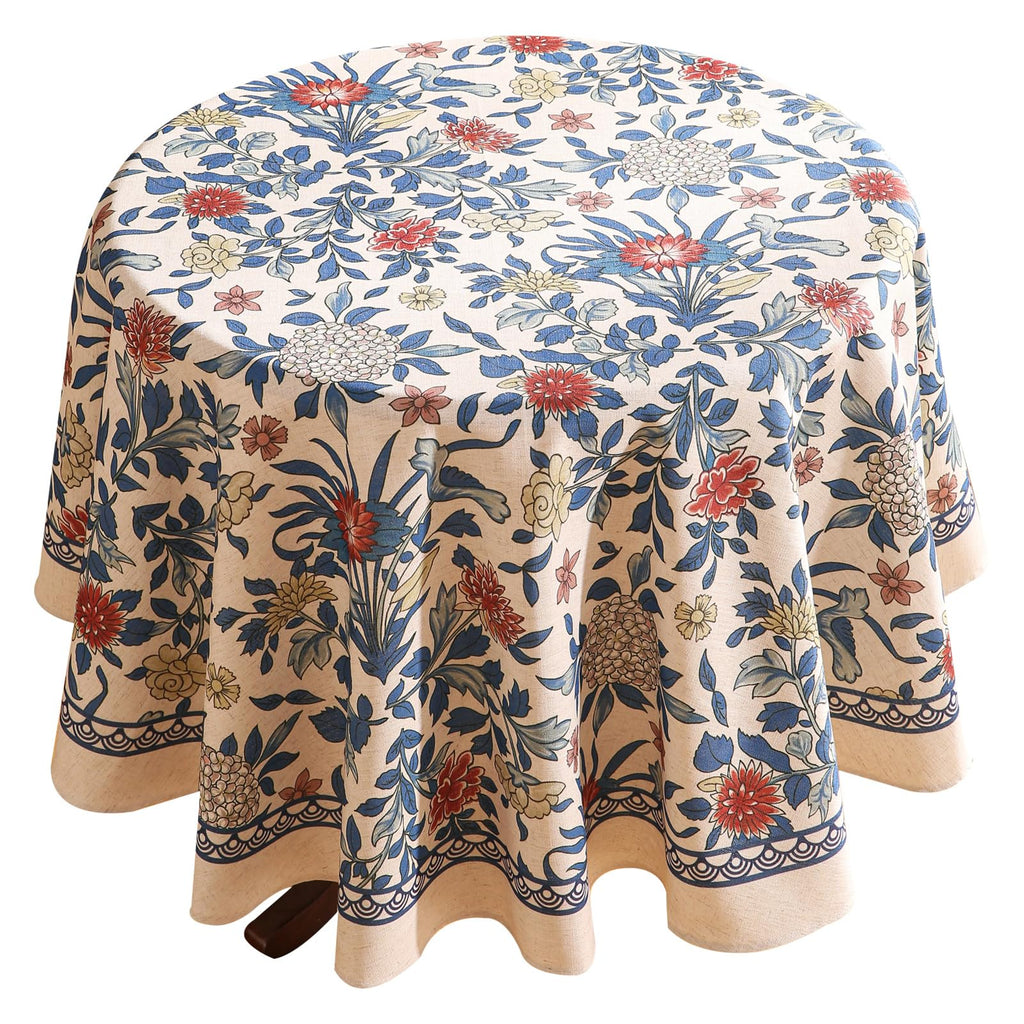 patdrea Vintage French Linen Tablecloth,Round,Diameter 55"-Wensel