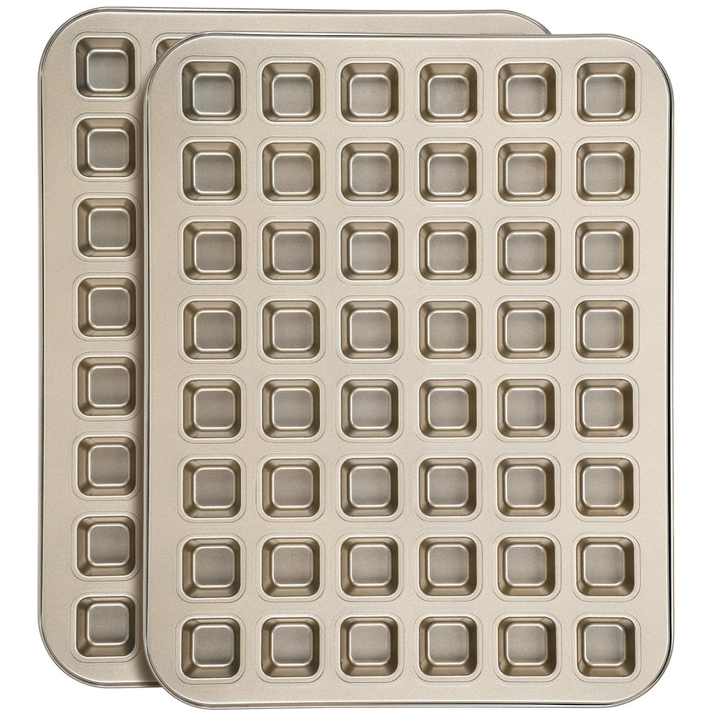 Beasea Nonstick Mini Muffin Pan 24 Cups, 2 Pack 24 Mini Small Tiny Cup Non Stick Muffin Baking Pan Tin Tray Carbon Steel Bakeware Individual Cupcake Baking Pan - Gold