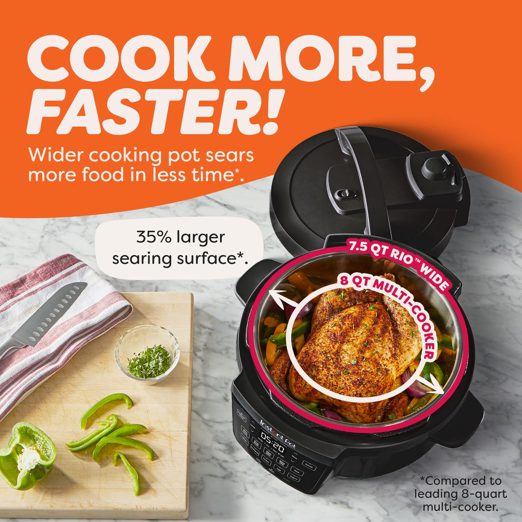 Instant Pot Rio Wide 7.5 Qt 7-in-1 Electric Pressure Cooker, WhisperQuiet