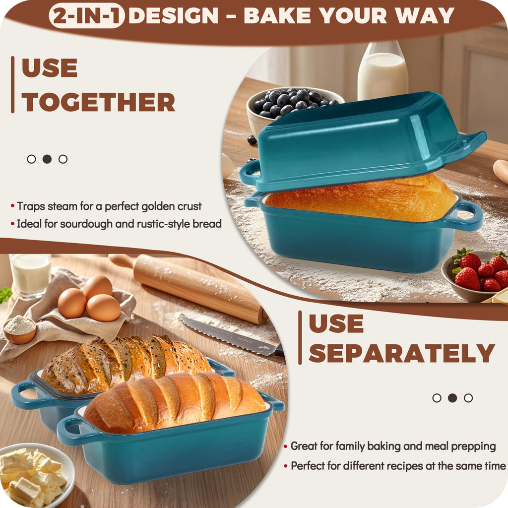 Articasting Cast Iron Loaf Pan with Lid, 9x5 Loaf Pans for Homemade Bread