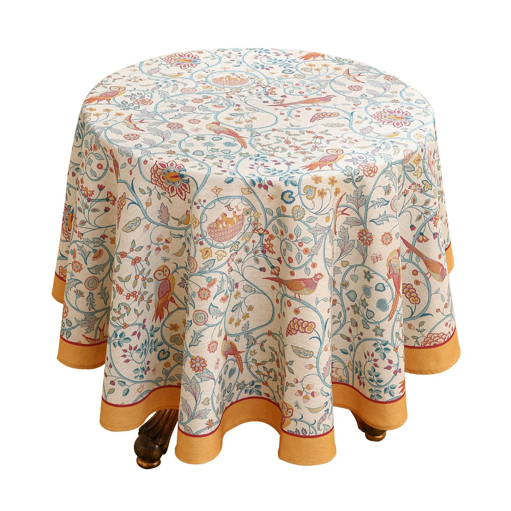 patdrea Vintage French Linen Tablecloth,Round,Diameter 55"-Wensel