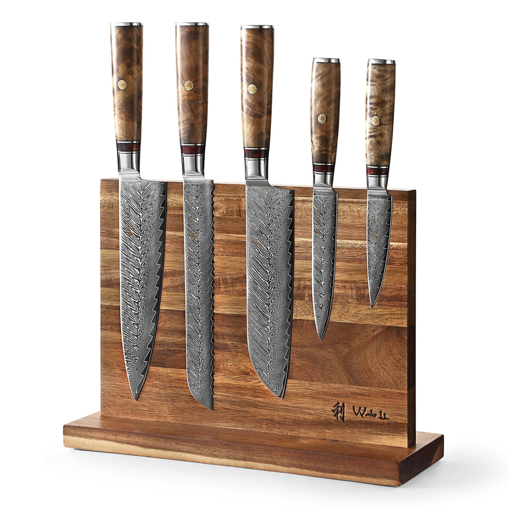 Wakoli Culinary Asia 4-Piece Asian Knife Set, VG10 Damascus, Magnetic Block
