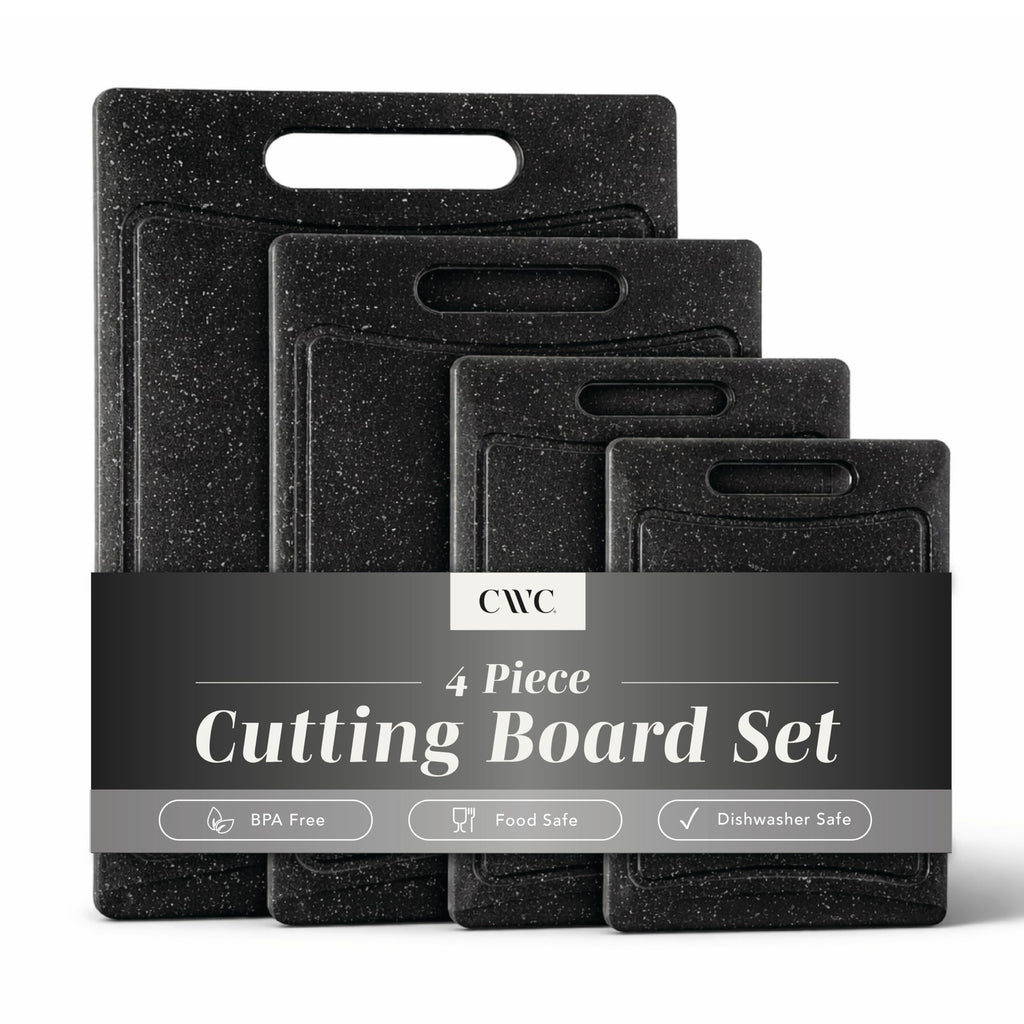 COOK WITH COLOR Non-Slip Cutting Board Set – Kitchen Essentials with Easy Grip Handle for Meat, Veggies, and Fruits, 3 Cutting Boards, Blue and White Marble
