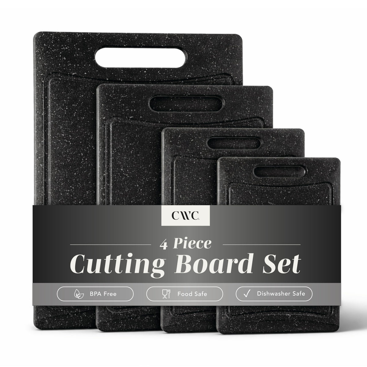 COOK WITH COLOR Non-Slip Cutting Board Set – Kitchen Essentials with Easy Grip Handle for Meat, Veggies, and Fruits, 3 Cutting Boards, Blue and White Marble