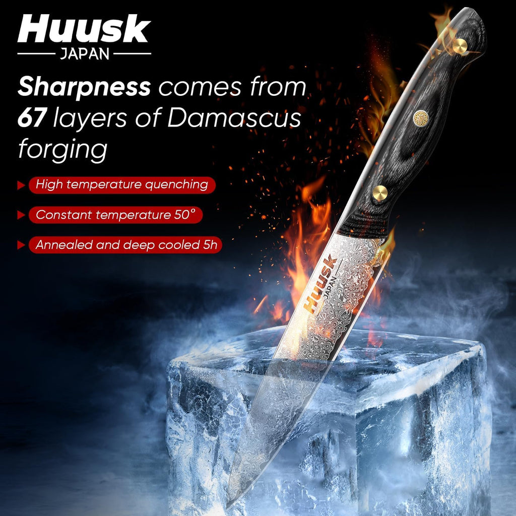 Huusk Damascus Kitchen Utility Knife 5 inch Japanes Small Chef Knives