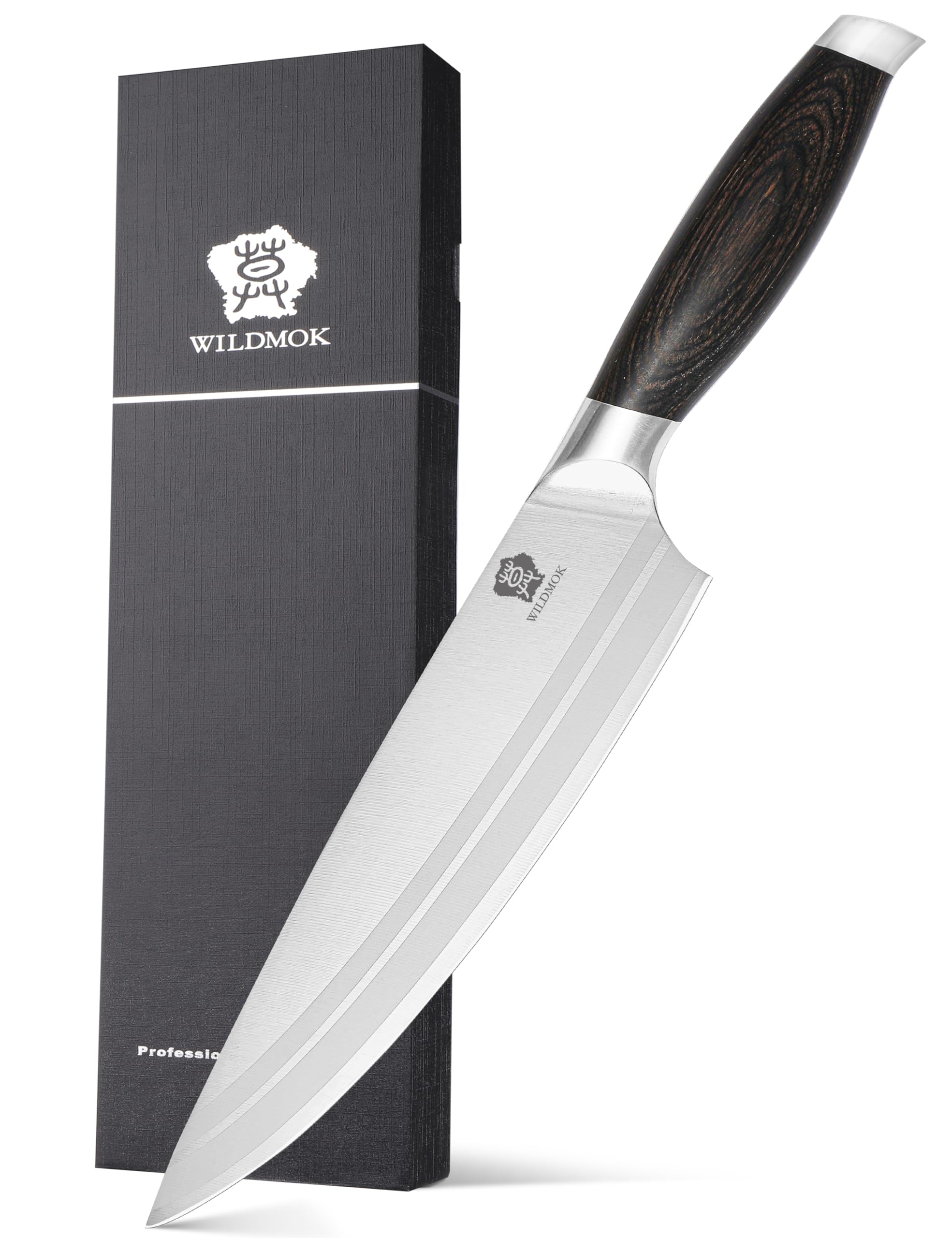 WILDMOK Chef Knife 8 Inch, German Steel Kitchen Knives Chef's Knives with Pakka Wood Handle, Gift Box