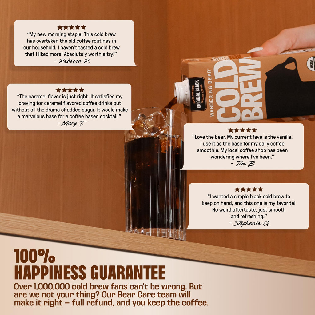 Wandering Bear Organic Vanilla Cold Brew Coffee - 32 fl oz, 6 Pack