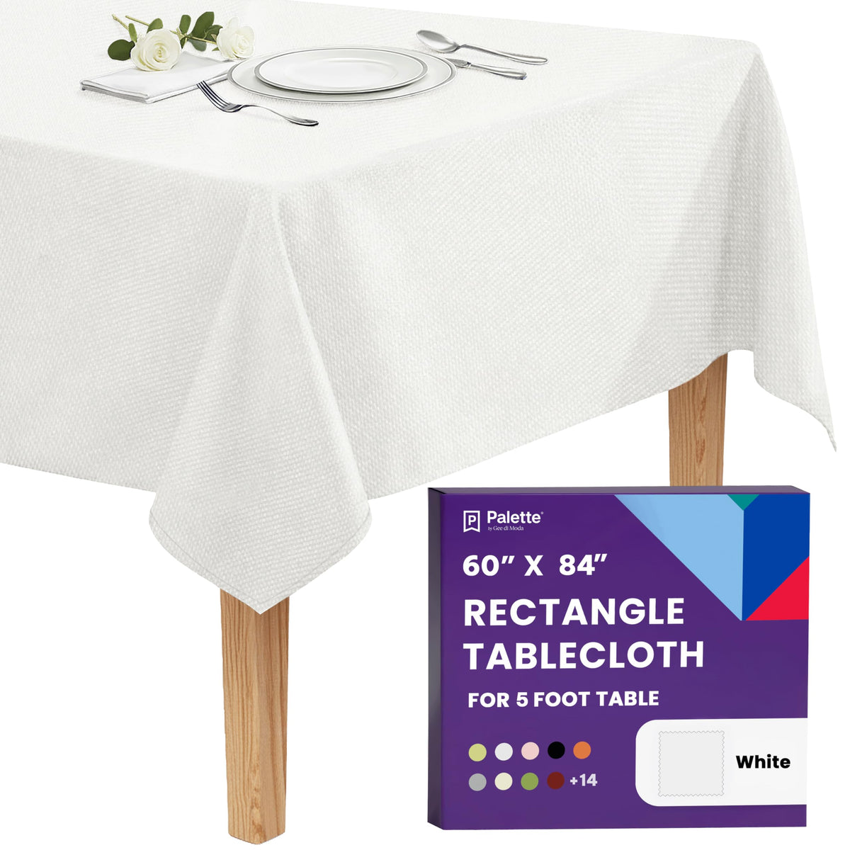 Gee Di Moda Rectangle Tablecloth - 60 x 84 Inch Lavender Table Cloth for 5 Foot Rectangle Tables - Heavy Duty Washable Fabric - for Holiday Party, Dinner, Weddings, Baby Shower & Events
