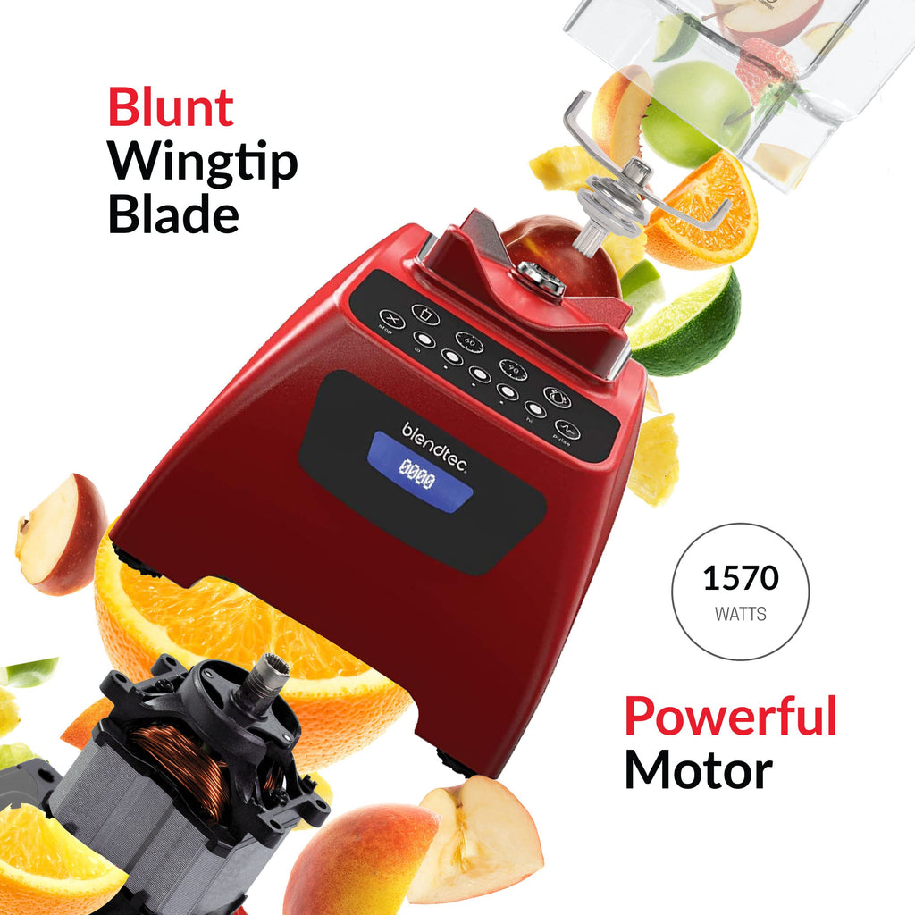 Blendtec Classic 575 Blender- WildSide+ Jar (90oz) and Four Side Jar (75oz) BUNDLE- 4 Pre-programmed Cycles-5-Speeds - Professional-Grade Power-Self-Cleaning - Poppy Red