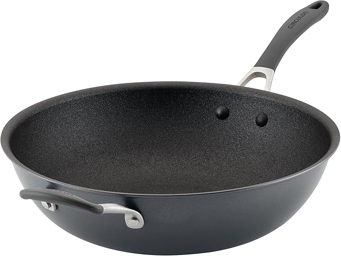 Circulon A1 Series w/ScratchDefense Nonstick Induction Wok with Lid, 14-Inch, Wok Pan with Lid, Graphite