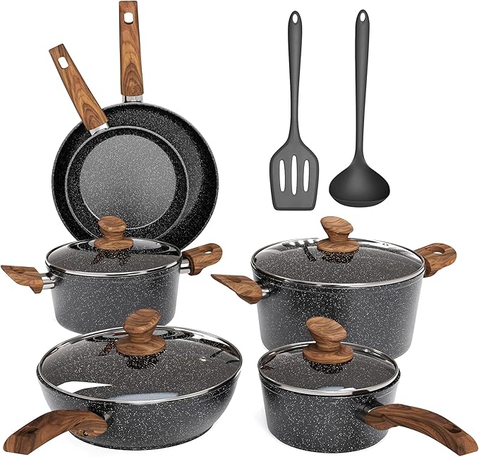 MAISON ARTS 12 Piece Kitchen Cookware Sets, Pots and Pans Set Non Stick