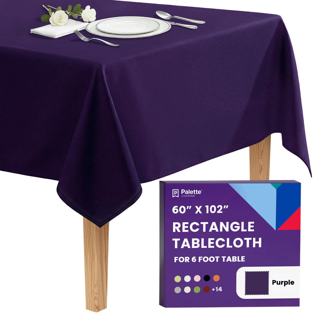 Gee Di Moda Rectangle Tablecloth - 60 x 102 Inch White Table Cloth for 6 Foot Rectangle Tables - Heavy Duty Washable Fabric - for Holiday Party, Dinner, Weddings, Baby Shower & Events