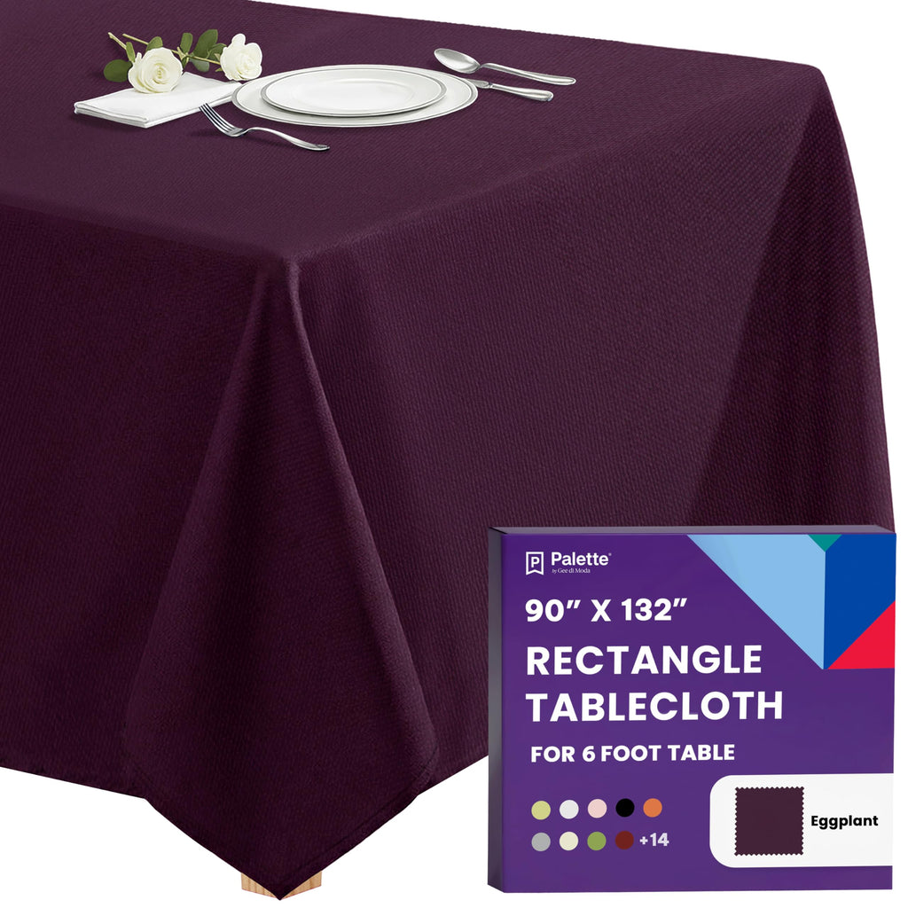Gee Di Moda Rectangle Tablecloth - 90 x 132 Inch Ivory Table Cloth for 6 Foot Tables with Floor-Length Drop - Heavy Duty Washable Fabric for Holiday Party, Dinner, Weddings & Baby Shower
