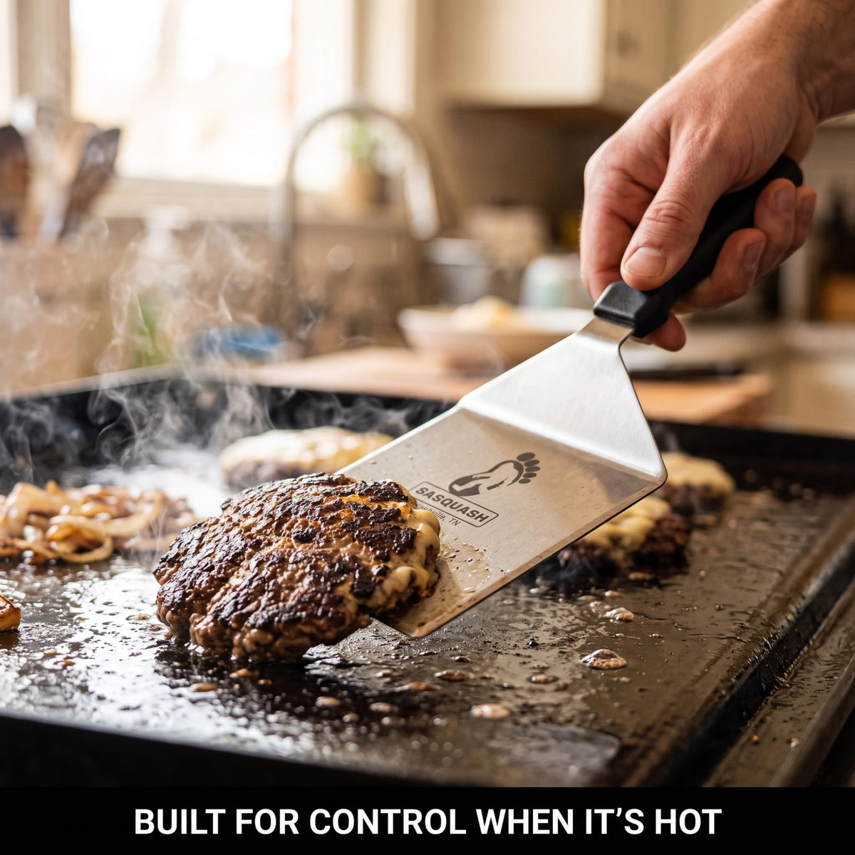 Sasquash Mammoth Smash Burger Spatula, Stainless Steel, 6 x 5.5 Inch Blade