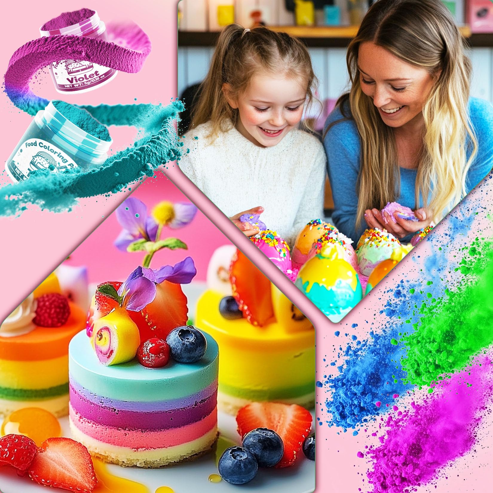 Food Coloring Powder for Baking - 15 Bright Colors Powdered Food Coloring, Flavorless High Concentrated Upgraded Food Dye for Icing, Baking, Cake Decorating, Cooking, Frosting - 5g/each