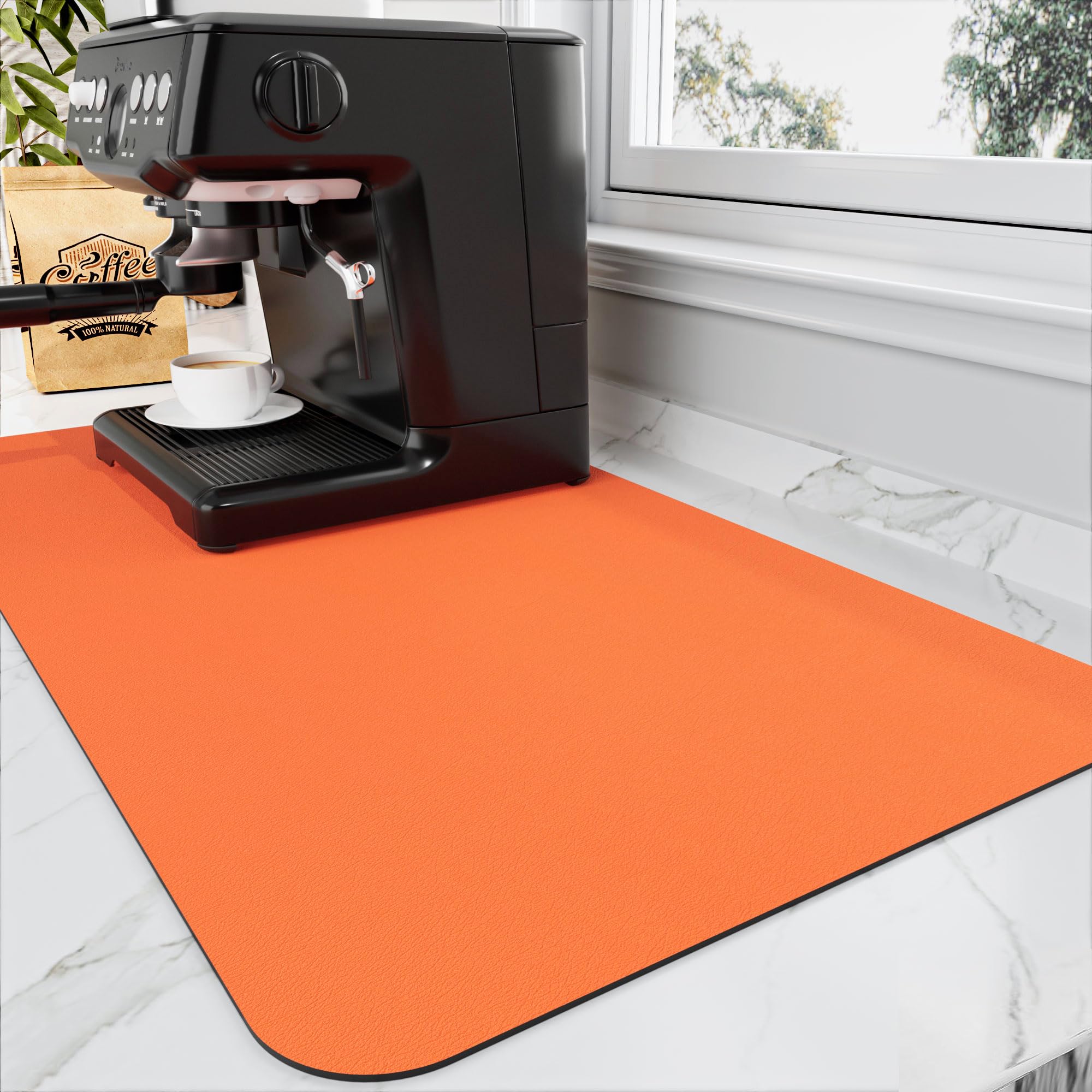 HotLive Coffee Mat - Absorbent Hide Stain Rubber Backed Dish Drying Mat for Kitchen Counter - Bar Mats for Countertops Accessories Fit Under Coffee Maker Espresso Machine