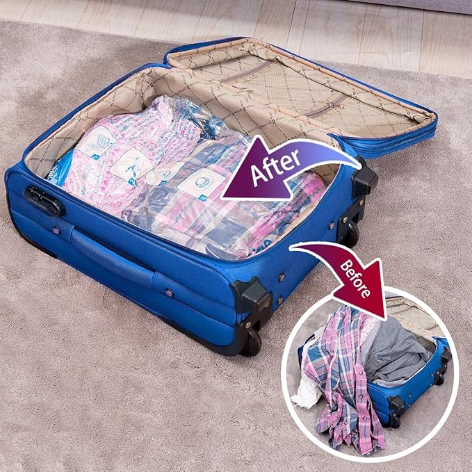 Vacuum Storage Bags 8 Medium, Space Saver Sealer Bags, Plastic Packaging Bags,Airtight Compression Bags for Clothes, Pillows, Comforters, Blankets, Bedding