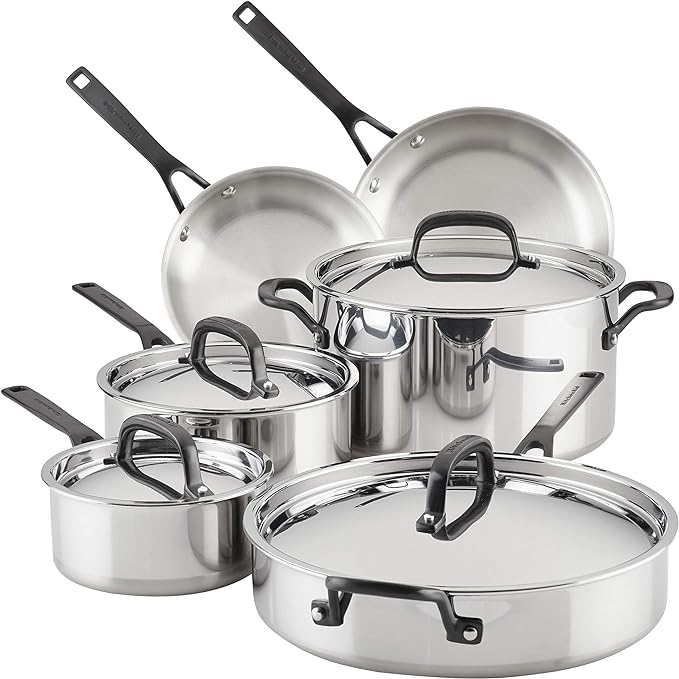 KitchenAid 5-Ply Clad Polished Stainless Steel Nonstick Fry Pan/Skillet, 8.25 Inch