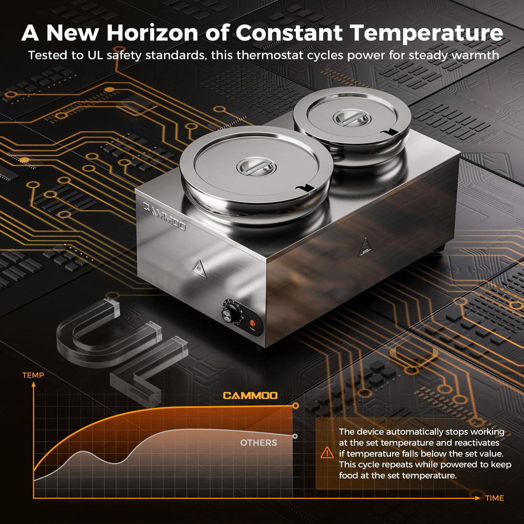 CAMMOO 2-in-1 Steam Table Food Warmer and Soup Warmer Commercial Portable