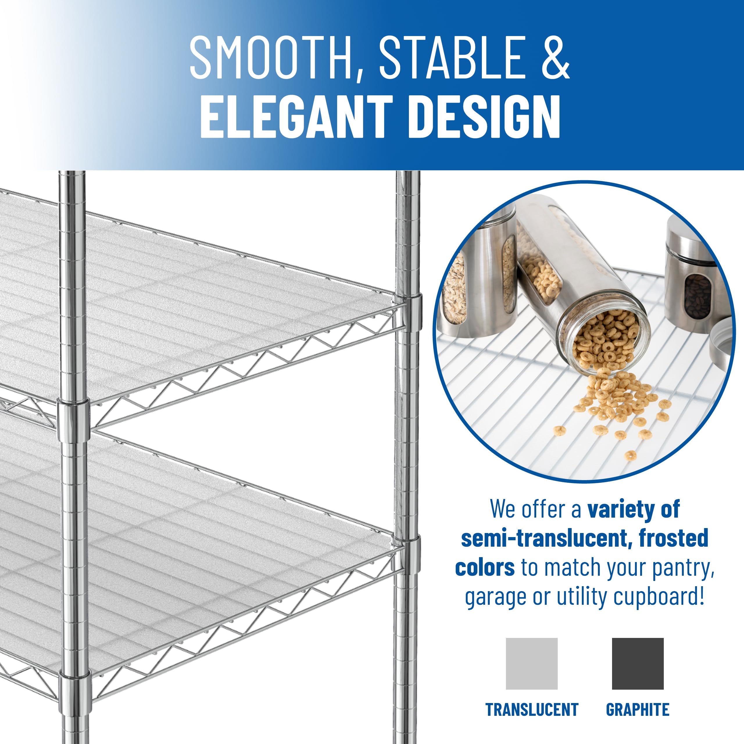 Set of 4 Shelf Liners for Wire Shelf Liner- Long Lasting Premium Quality- Graphite 18 x 48