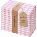 Urban Villa Cloth Napkins 100% Cotton Dinner Napkins Set of 12(20"x20") Highly Absorbent Washable Durable Reusable Napkins Ideal for Hotel Collection Lunch Restaurant Farmhouse Parties - Pink White