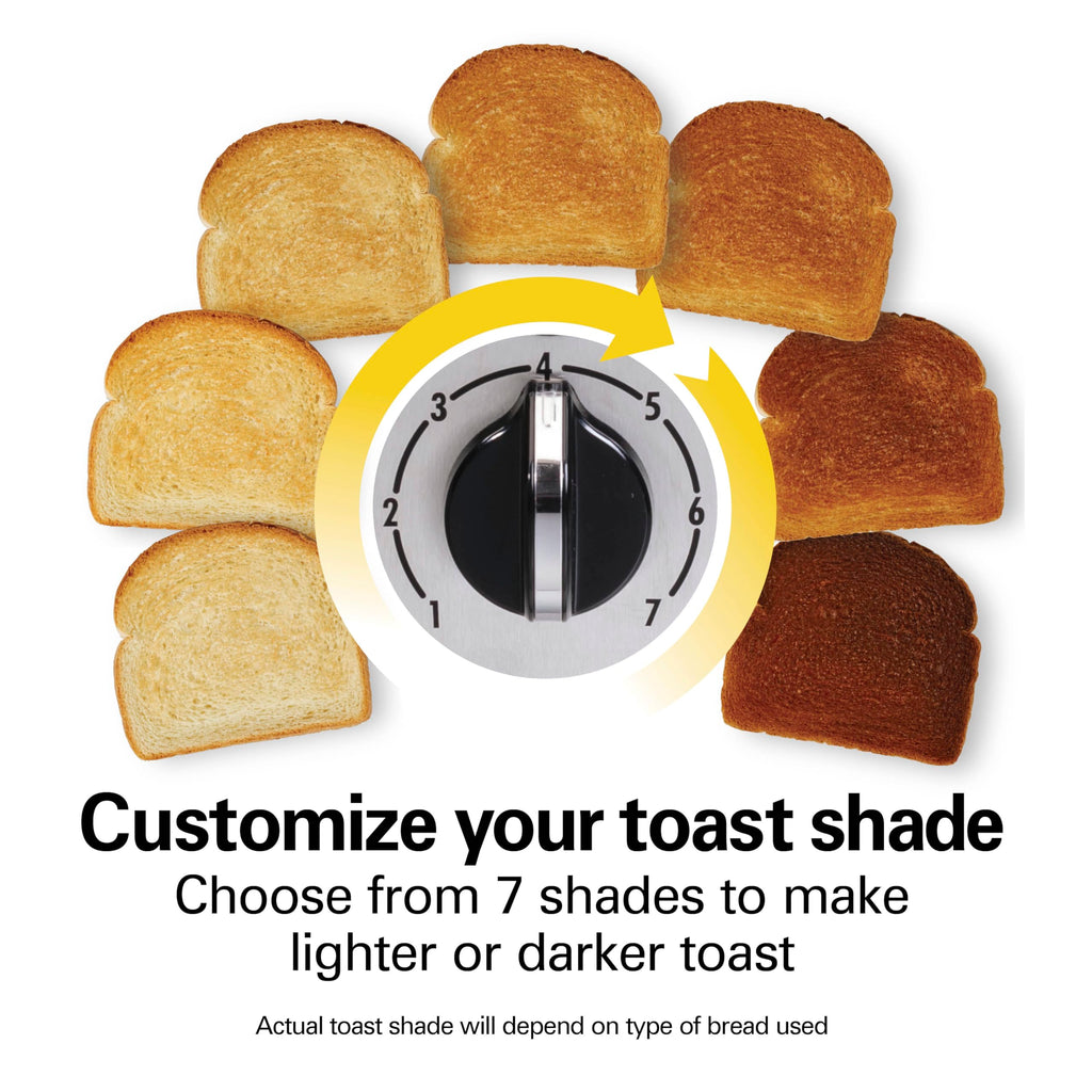 Hamilton Beach 2 Slice Toaster with Extra-Wide Slots, Bagel Setting, Toast Boost, Slide-Out Crumb Tray, Auto-Shutoff & Cancel Button, Defrost Function, Stainless Steel (22794)