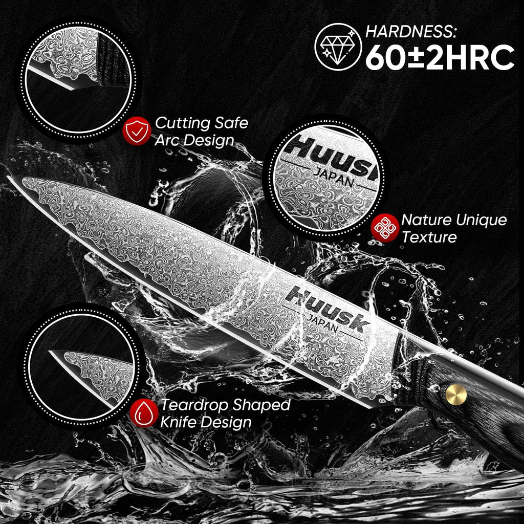 Huusk Damascus Kitchen Utility Knife 5 inch Japanes Small Chef Knives