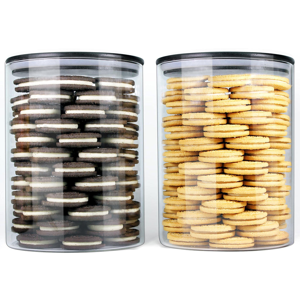 Urban Green Glass Jars with Airtight Black Lids, Food Storage Container with Airtight Lids, Glass Canisters Sets, Kitchen Food Storage Containers (6 Sets of 20oz)