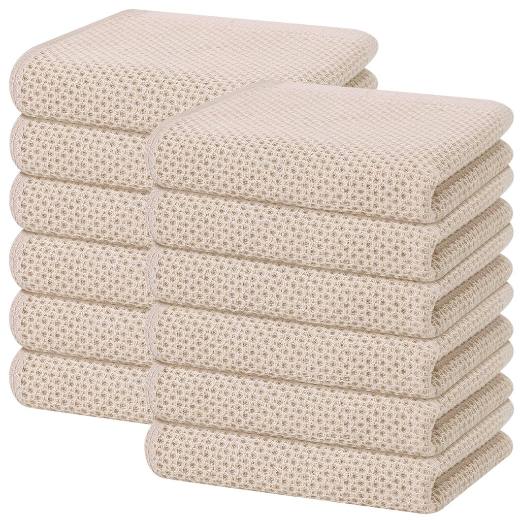 Homaxy 100% Cotton Waffle Weave Kitchen Dish Towels 12-Pack, Black