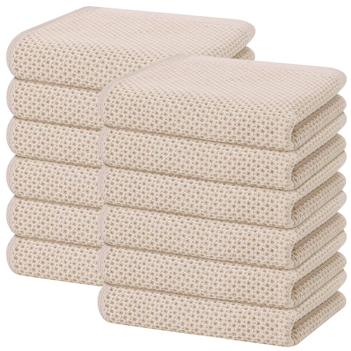 Homaxy 100% Cotton Waffle Weave Kitchen Dish Towels 12-Pack, Black
