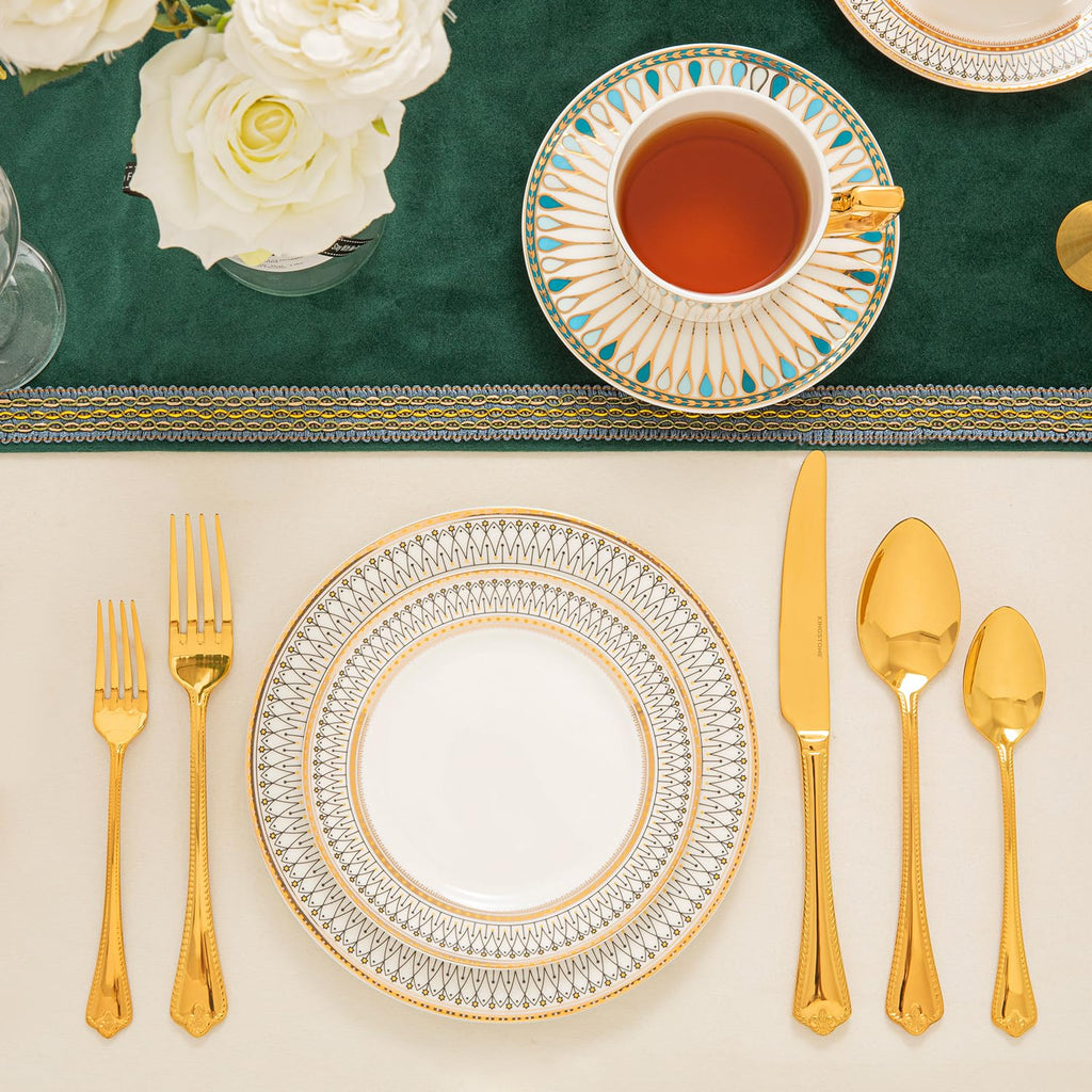 KINGSTONE 40 Pcs Gold Silverware Set, 18/10 Stainless Steel Flatware for 8
