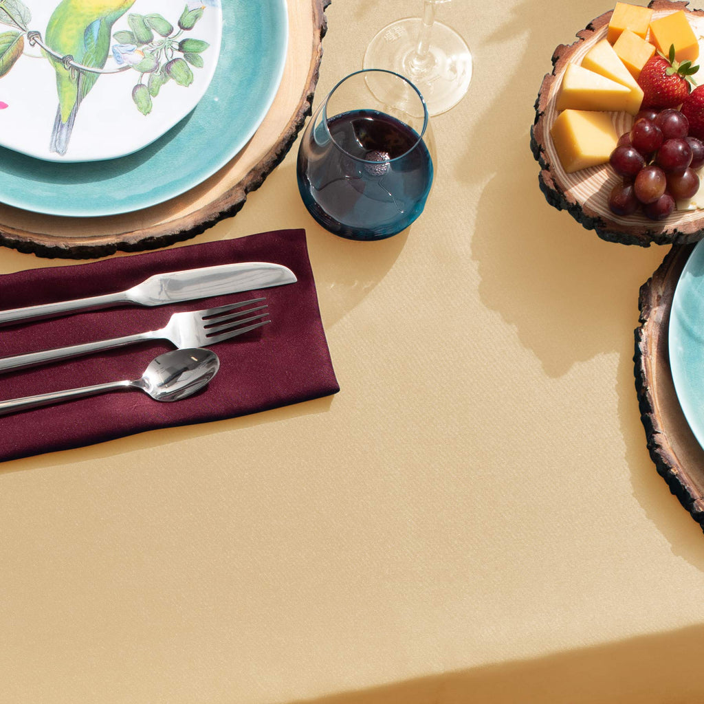 Gee Di Moda Rectangle Tablecloth - 60 x 126 Inch Beige Table Cloth for 8 Foot Rectangle Tables - Heavy Duty Washable Fabric - for Holiday Party, Dinner, Weddings, Baby Shower & Events