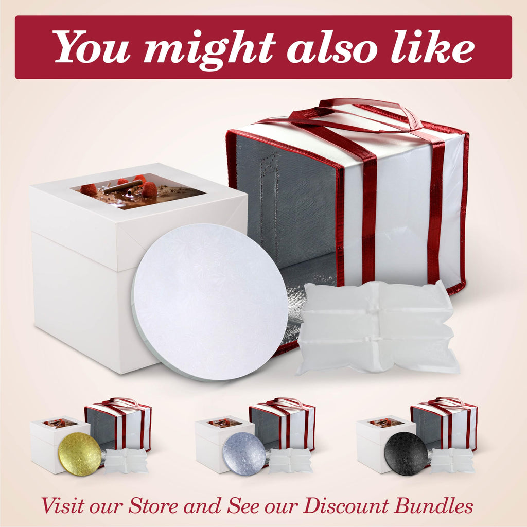 Cakebon Cake Box with Boards 8" Black Round Wrapped Cake Drum 1Pack