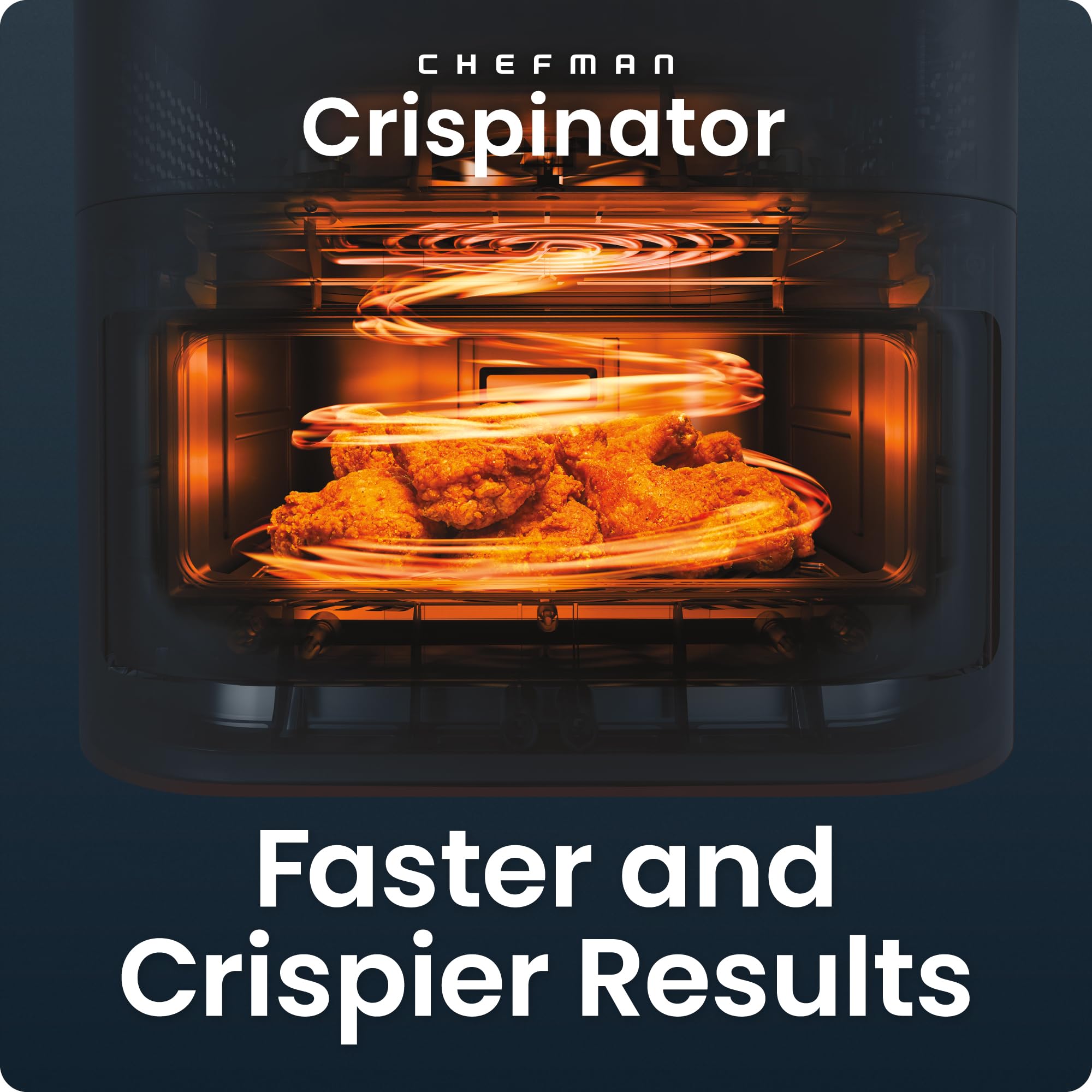 Chefman Crispinator Air Fryer 6-in-1 with 8 Qt capacity, 450°F Max Temp with TurboFry Pro Technology for Fast and Even Results, Viewing Window, Nonstick Ceramic Basket