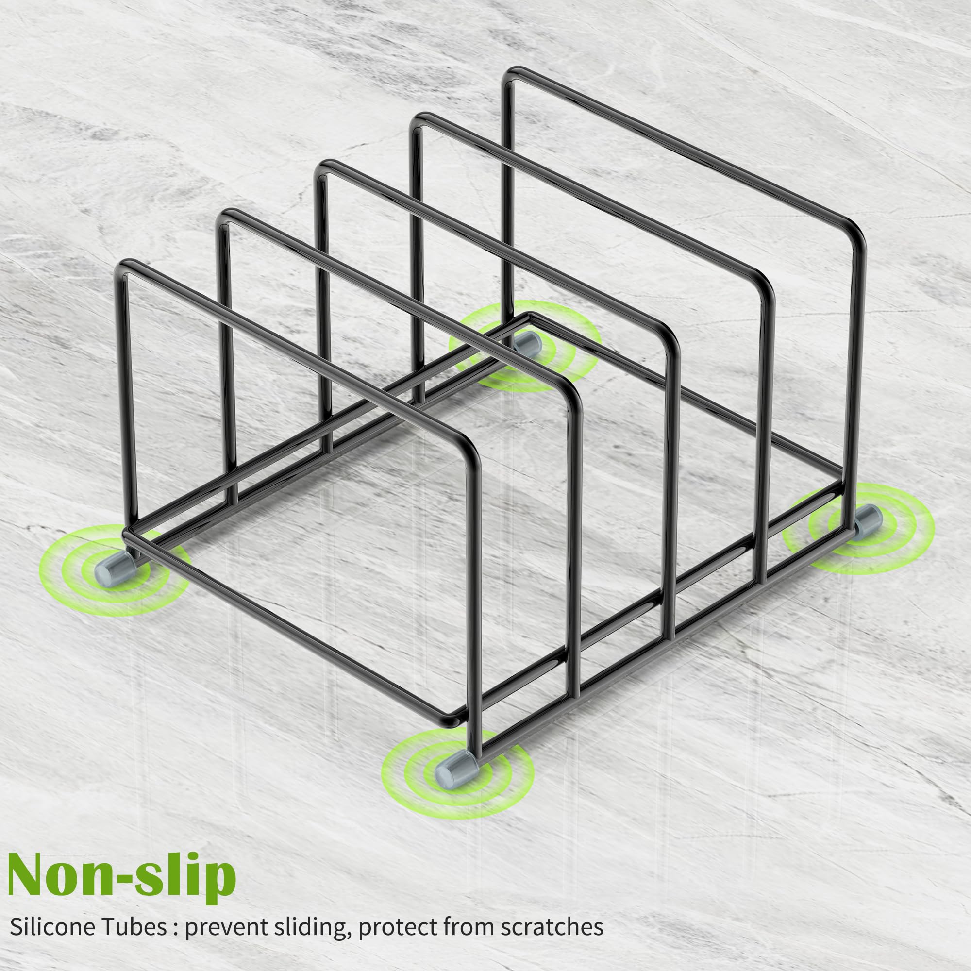 PLUVON Cutting Board Organizer-1.6in Wide Kitchen Cutting Board Holder Stand for Pan,Baking Sheets,Cookie Sheets with 4 Slots,Baking Sheet Oragnizer(2PC-Medium)