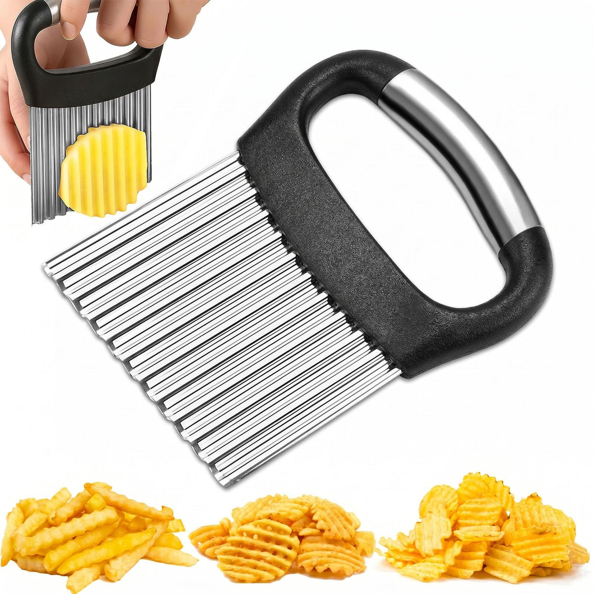 FANTEXY Crinkle Cutter, Stainless Steel, Black
