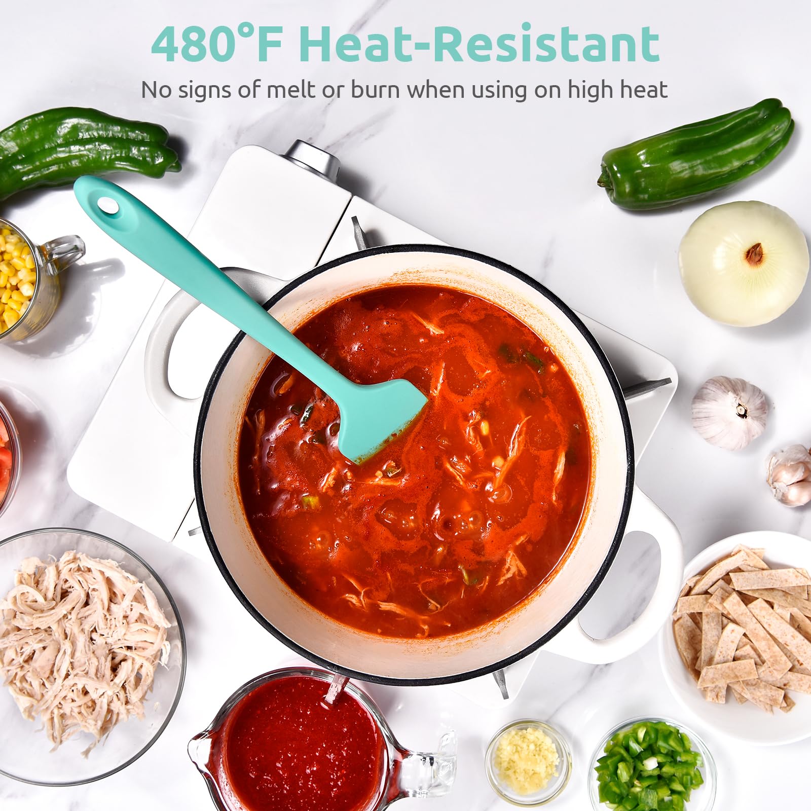 U-Taste Silicone Large Spatula, 480ºF High Temp Scraper, 11.38", Aqua Sky