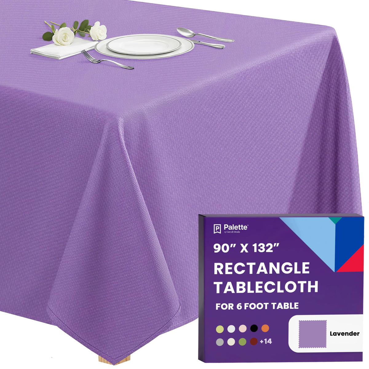 Gee Di Moda Rectangle Tablecloth - 90 x 132 Inch Ivory Table Cloth for 6 Foot Tables with Floor-Length Drop - Heavy Duty Washable Fabric for Holiday Party, Dinner, Weddings & Baby Shower